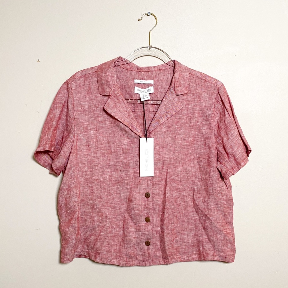 Rachel Zoe Red 100% Linen Shirt Size Medium